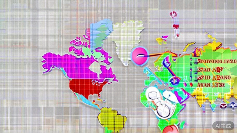 2024年全球跨境电商主要政策影响区域地图，标注了美国、欧盟、英国、东南亚等关键市场