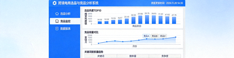 利用数据分析工具进行跨境电商选品与竞品分析的屏幕截图